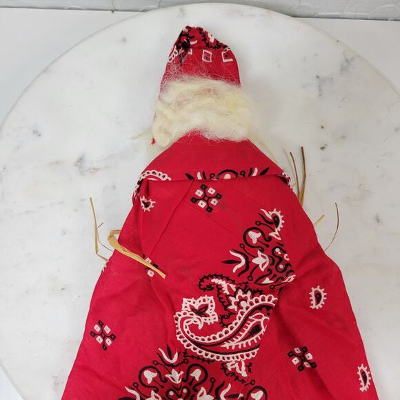 VINTAGE Bandana Santa  17" Tall Rustic Ornament Christmas Hand Made - Picture 5 of 13